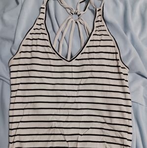 American Eagle Outfitters Black and White Striped Tank Size Medium